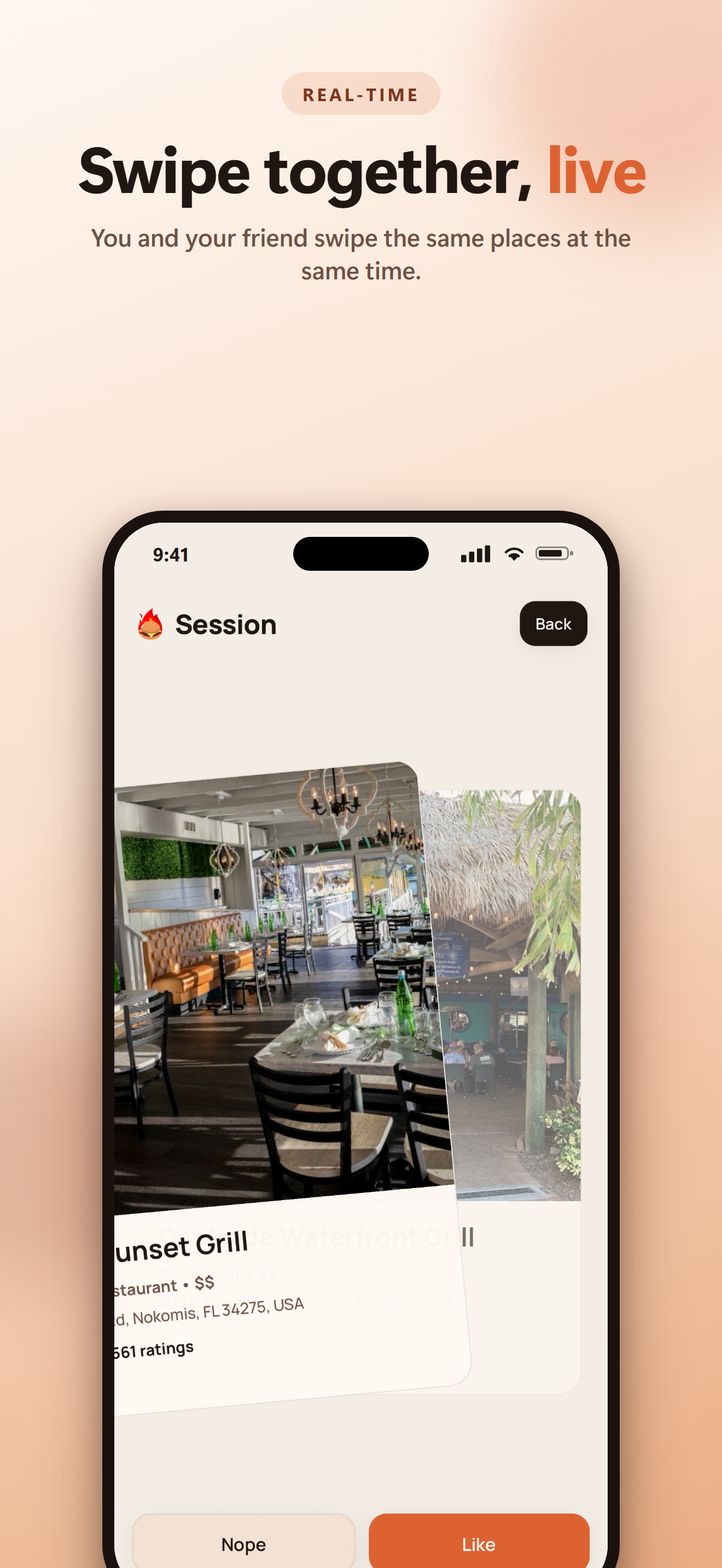 Swipe together, live